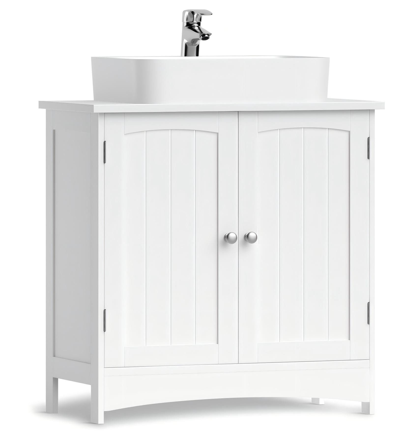 VASAGLE Waschbeckenunterschrank Waschtischunterschrank Badezimmerschrank verstellbare Ablage, 2 Fächer, mit 2 Türen, Breite 60cm