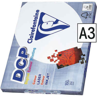 CLAIREFONTAINE Farblaser-Druckerpapier DCP, Format DIN A3, 160 g/m², 172 CIE, 250 Blatt