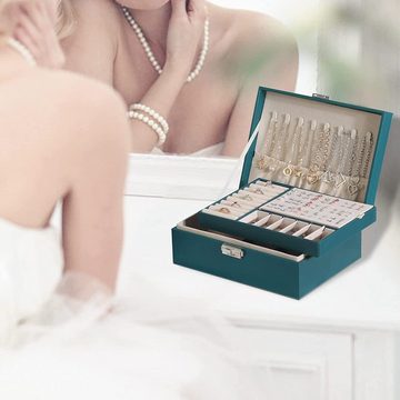 Lubgitsr Geschenkbox Schmuckschatulle für Damen, Schmuckkästchen mit Schlüssel 2 lagige