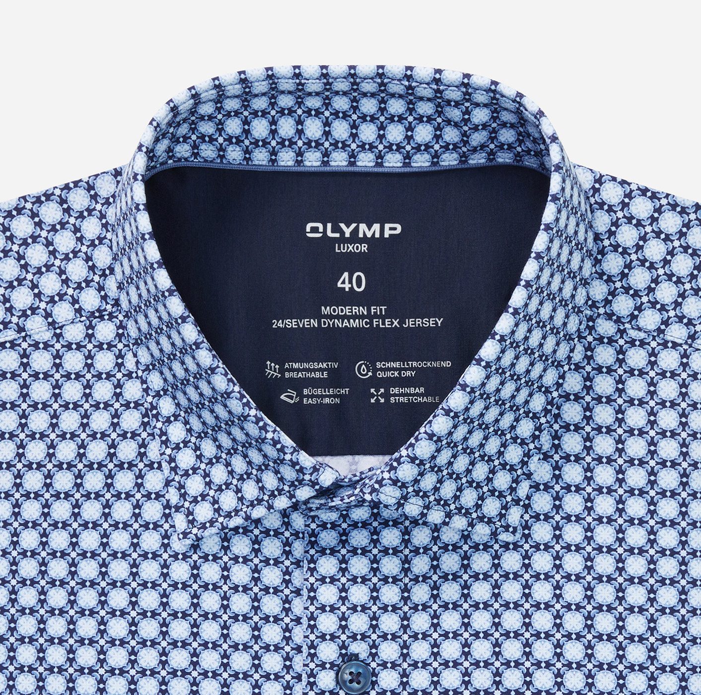 OLYMP Langarmhemd 24/7 - Luxor modern fit atmungsaktiv, modern fit, New-Kentkragen, Flex Jersey – Bild 5 von 5