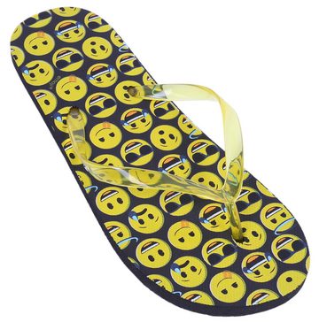 Sarcia.eu Schwarz-gelbe Flip-Flops mit Emoticons, gelbe Streifen 36-37 EU Badezehentrenner