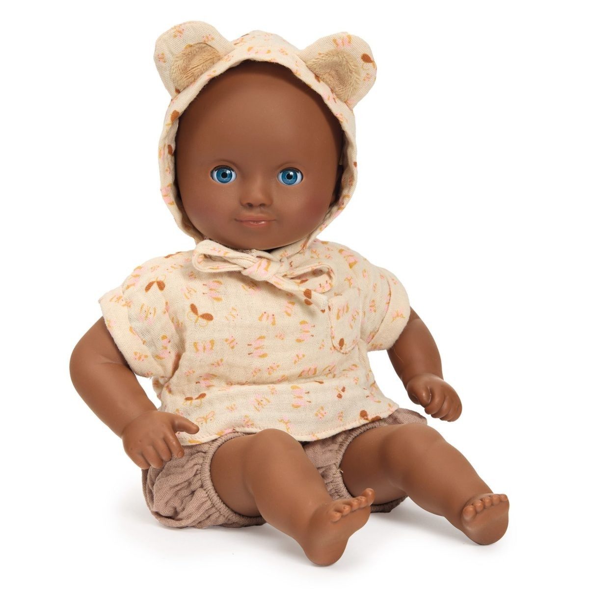 DJECO Puppenkleidung POMEA weiche Babypuppe Issorai 32 cm mit niedlichem Sommer-Outfit