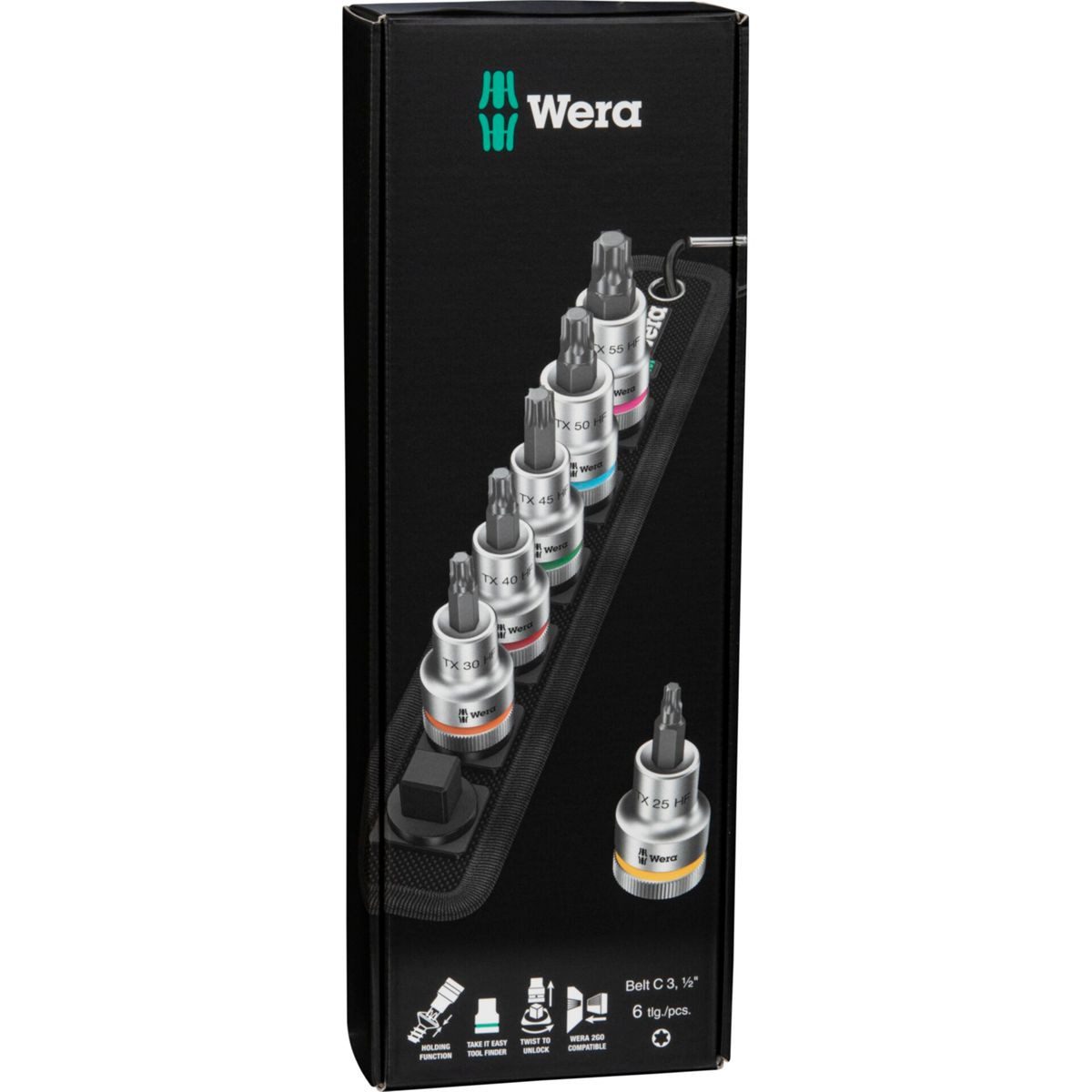 Wera Bit-Set Belt C 3 TORX HF Zyklop Bitnuss-Satz TORX mit