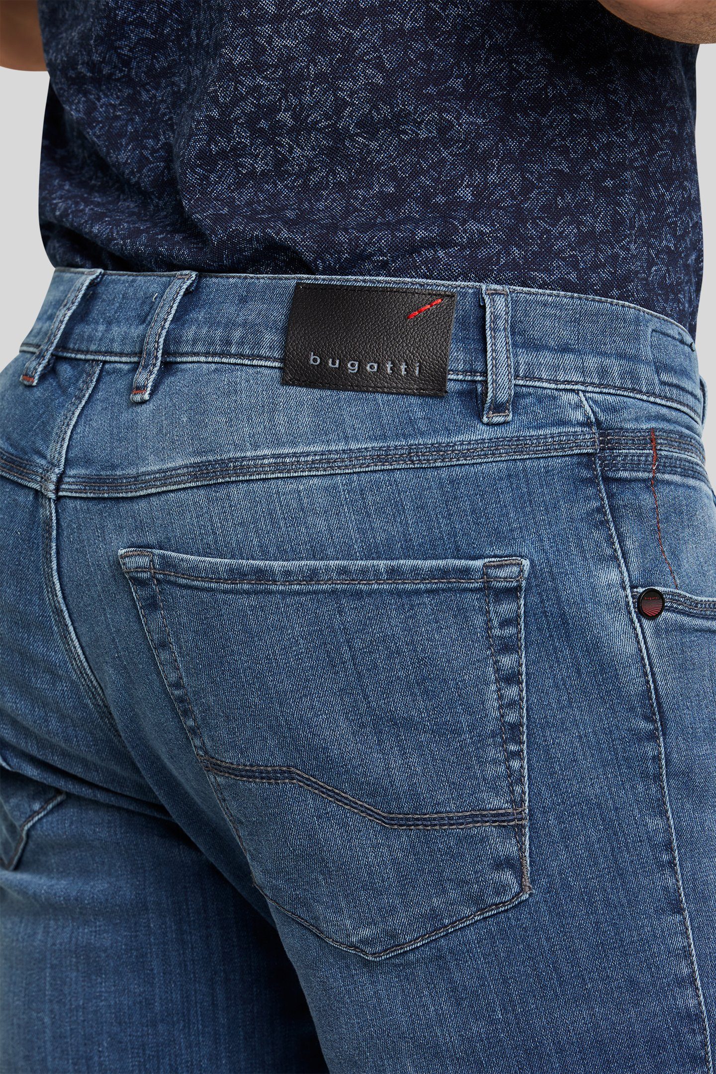 bugatti 5-Pocket-Jeans mit Power Stretch mittelpureblau