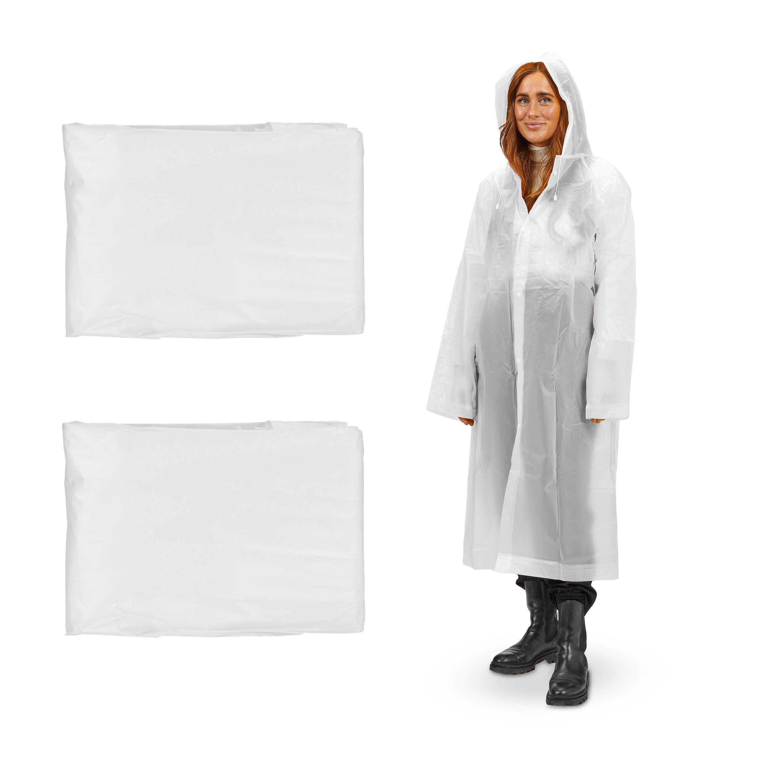 relaxdays Regenponcho Regenmantel im 2er Set (2-St) weiß