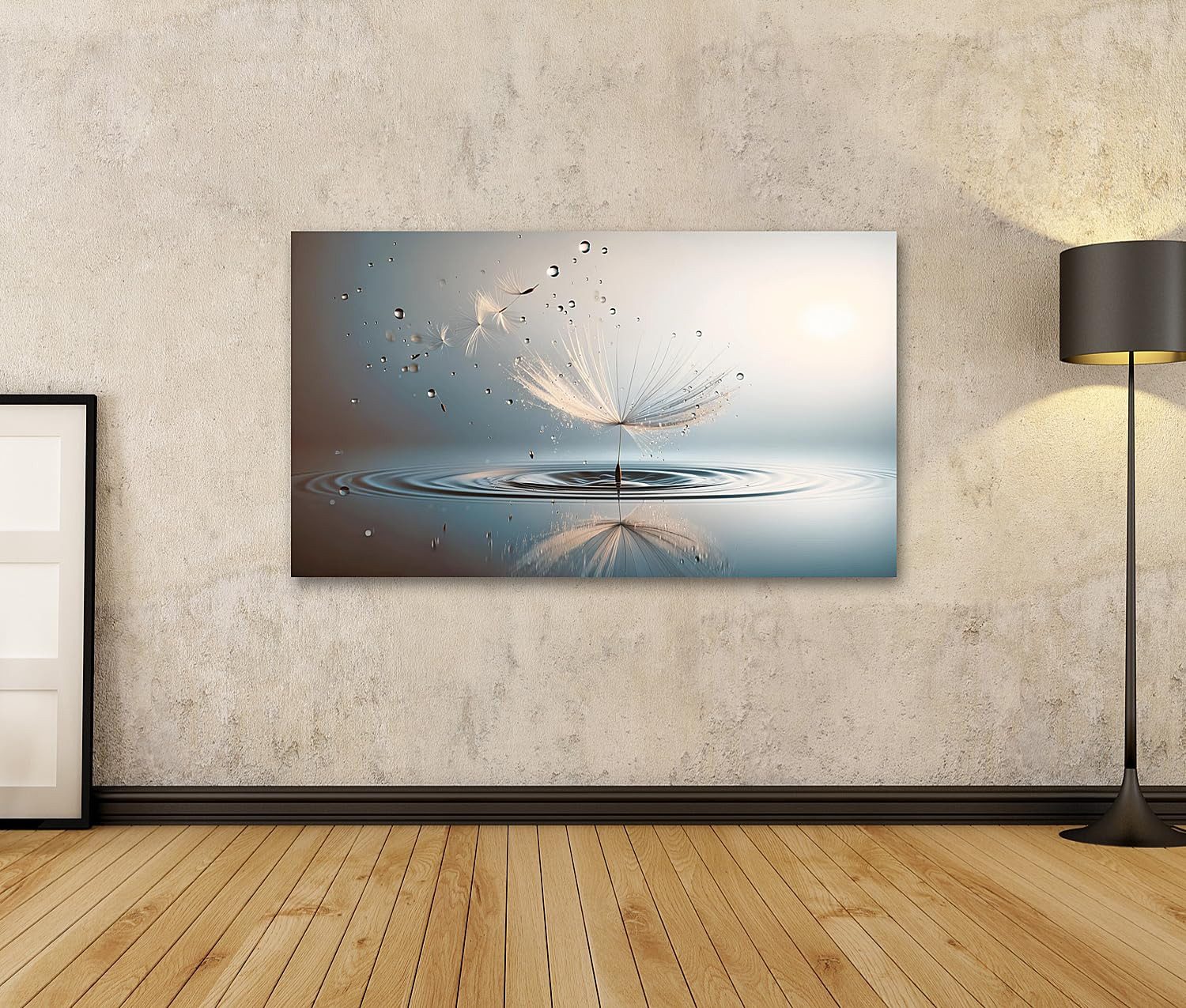 islandburner Leinwandbild Pusteblume Wassertropfen Spiegelung Ruhe Harmonie Naturbild