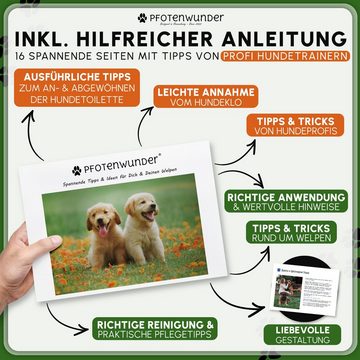 PfotenWunder Hundetoilette Hundeklo Hundetoilette kleine & große Hunde Welpentoilette Welpenklo, Inkl. 2x EASY-WASH-Rasen & Hilfreicher Anleitung