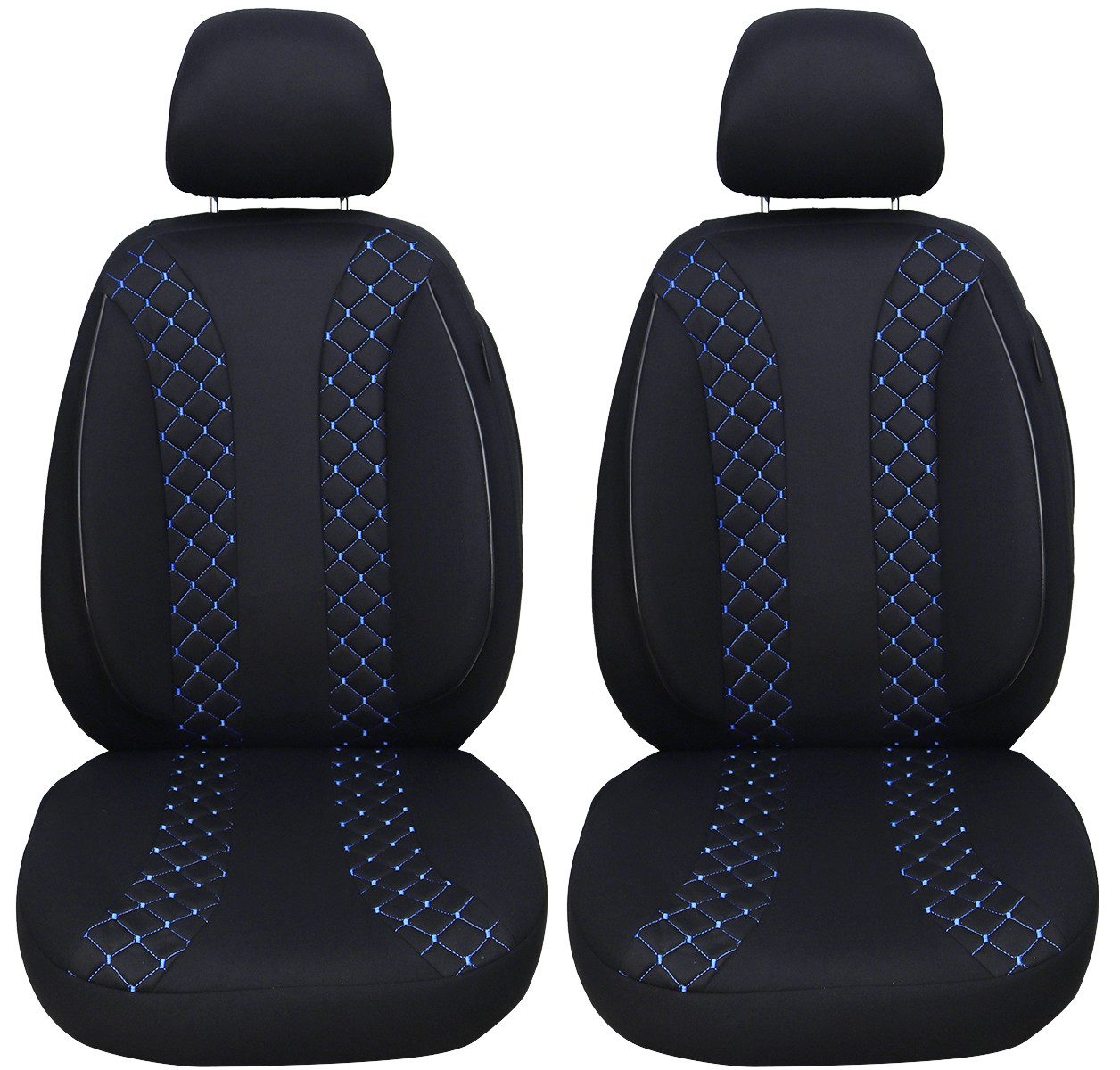 BREMER SITZBEZÜGE Autositzbezug für Seat Toledo 2 1M Bj 1999-04 (N306), Set, Schonbezüge Sitzbezüge Fahrer und Beifahrer, in Schwarz/Blaue Naht