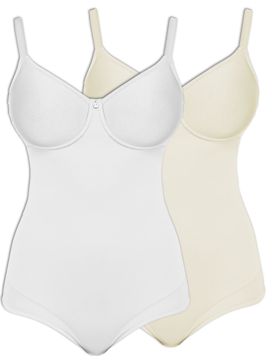 2-tlg) Body Catania Champagner-Weiss 2er Beinausschnitt Pack (Spar-Set, Susa mit Bügel Body gerundeter