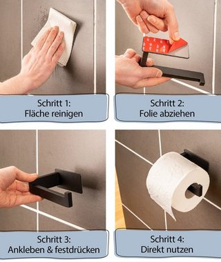 aquaSu Toilettenpapierhalter Limited (1-St), Schwarz-Matt, zur Klebemontage, 870535