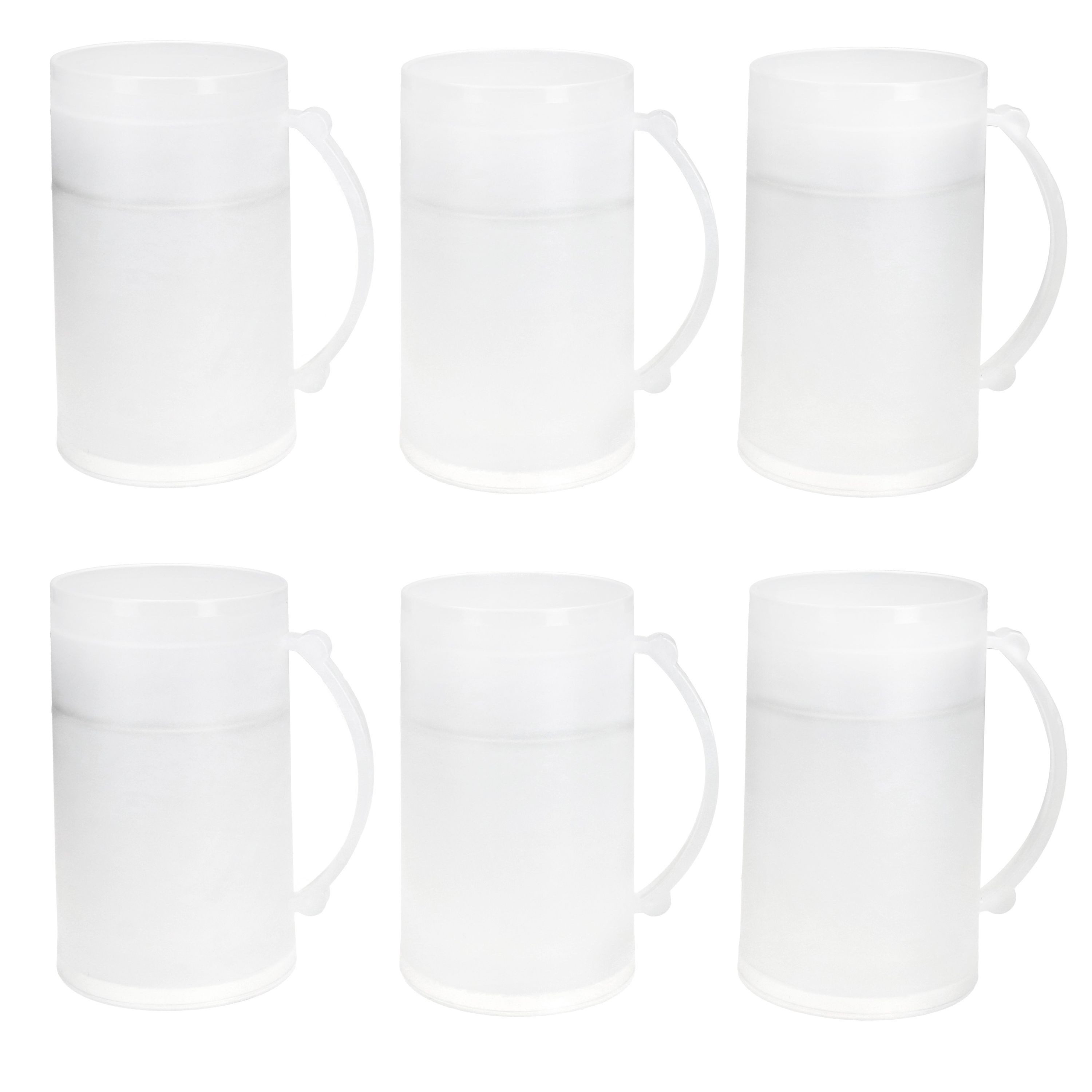 MamboCat Bierglas 6x ToGo Bierkrug aus Kunststoff 0,4L kühlender Humpen Camping Outdoor, Kunststoff