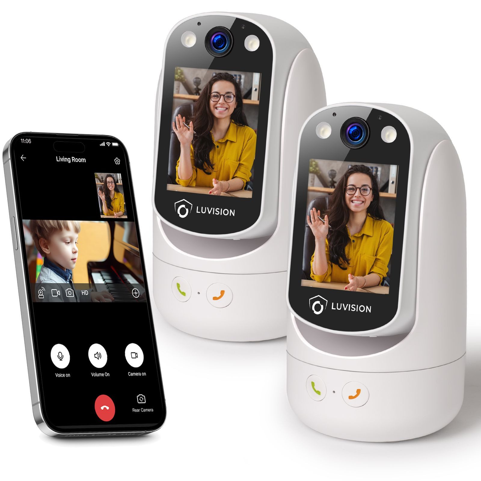 LUVISION Überwachungskamera C20 (Innenbereich, 2-tlg., 2er Set WLAN PTZ Überwachungskamera Autotracking Nachtsicht, Senioren, Baby, Mikrofon, 2-Wege Audio, App)