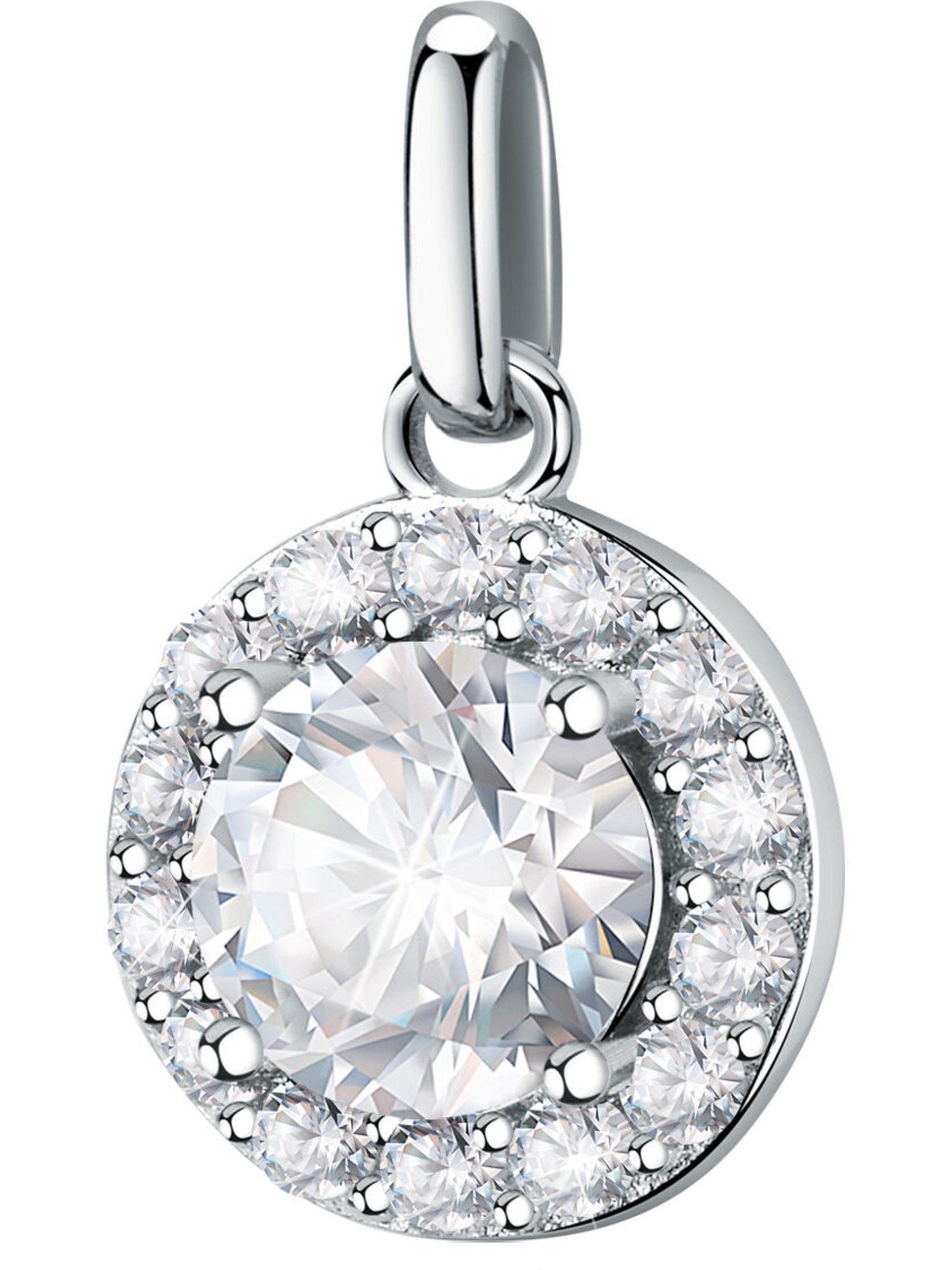 FAVS Kettenanhänger FAVS Damen-Anhänger 375er Weißgold 15 Zirkonia