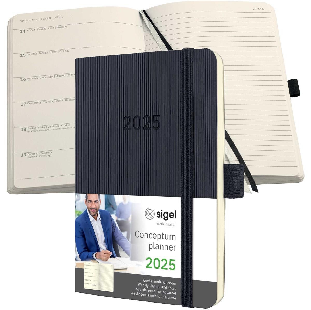 Sigel Taschenkalender Wochennotiz-Kalender Conceptum - 1 Woche / 2 Seiten ca. A6 Softcover b