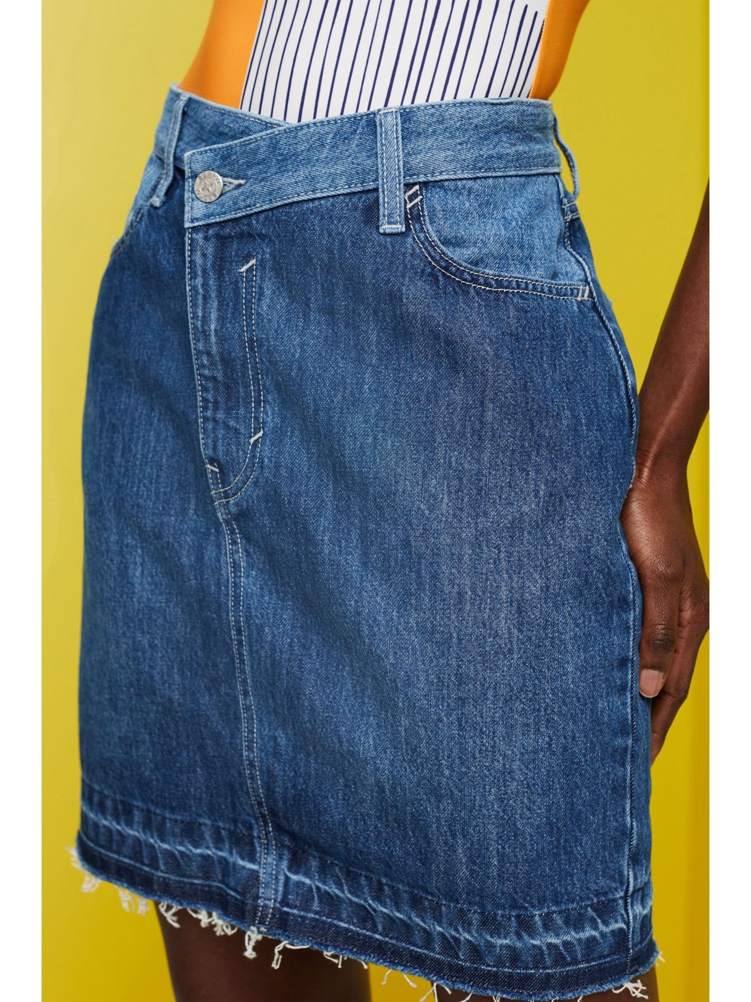 Esprit Jeansrock Jeans-Minirock Saum asymmetrischem mit