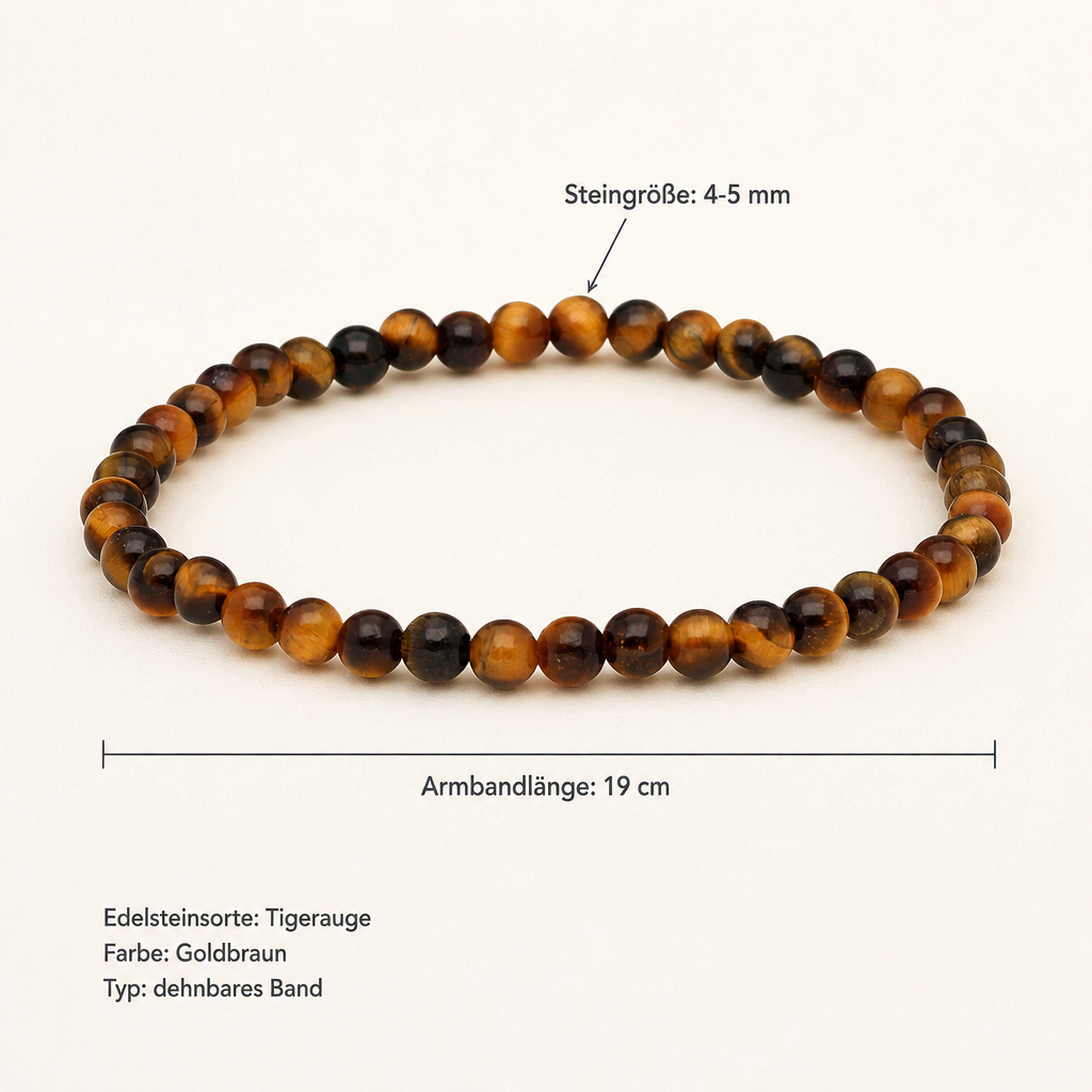 Lebensquelle Plus Armband Tigerauge Mini-Kugelarmband, 4 mm – Bild 3 von 5