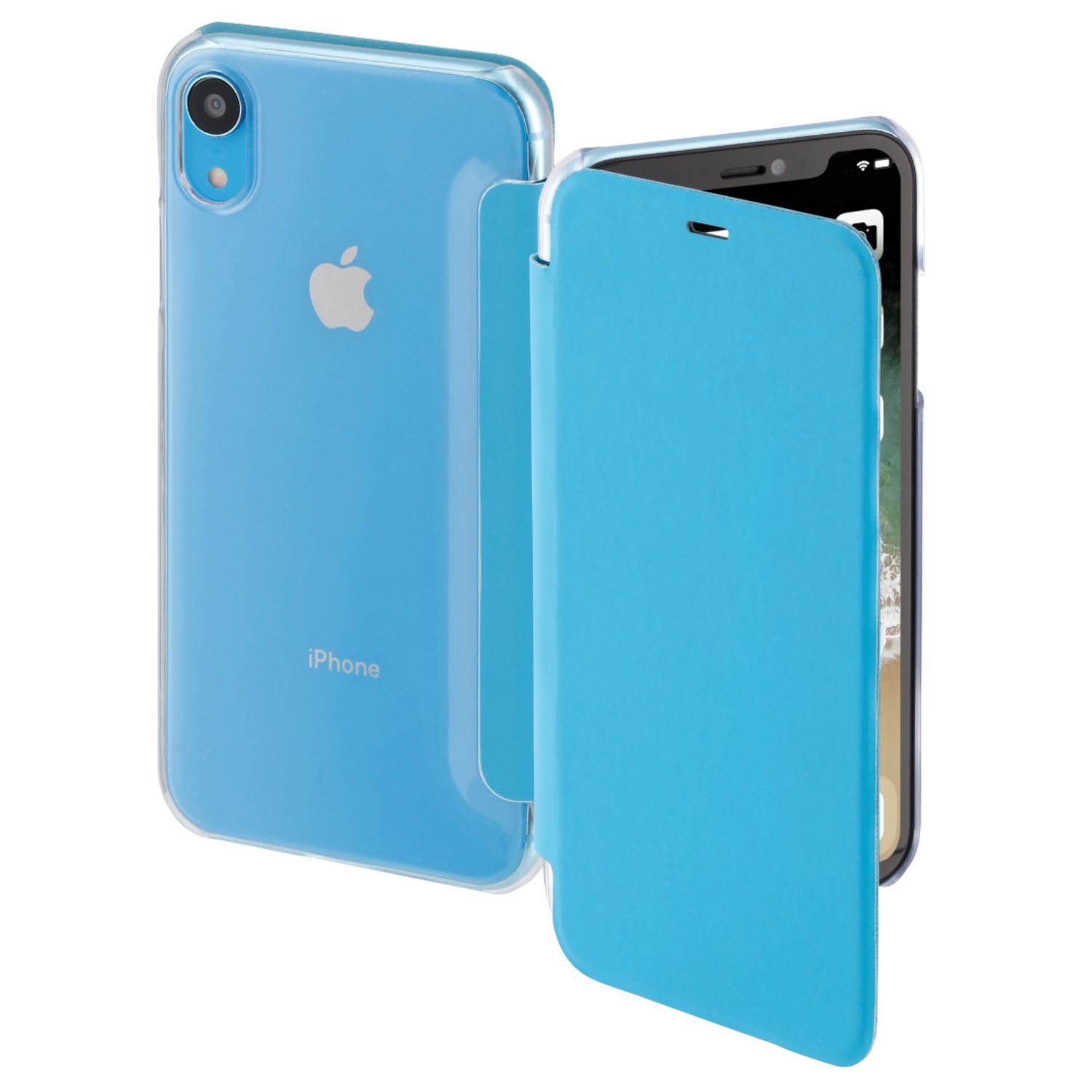 Hama Handyhülle Booklet Clear Klapp-Tasche Schutz-Hülle 15,4 cm (6,06 Zoll), Case Flip-Cover für Apple iPhone XR 360° Schutz