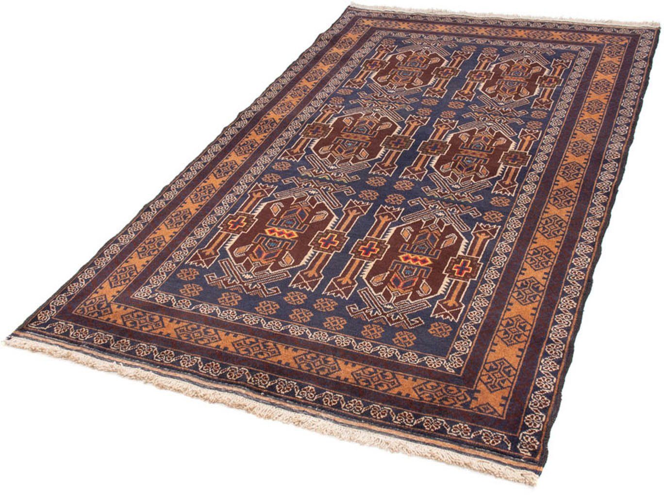 Hochflor-Läufer Belutsch Medaillon Blu scuro 184 x 107 cm, morgenland, rechteckig, Höhe: 8 mm, Handgeknüpft