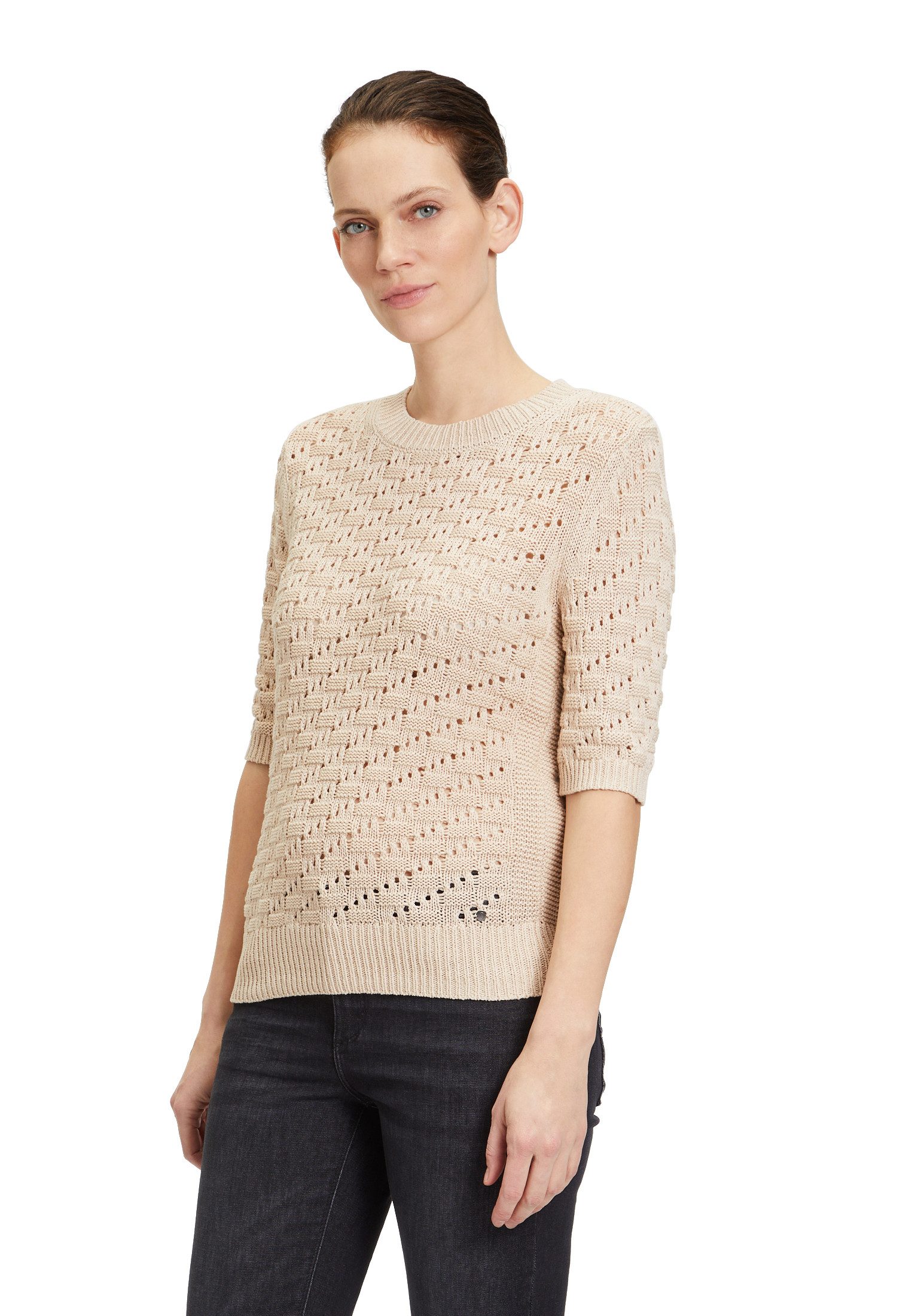 Kurzarmshirt Betty & Co Damen Strickpullover mit Rundhalsausschnitt