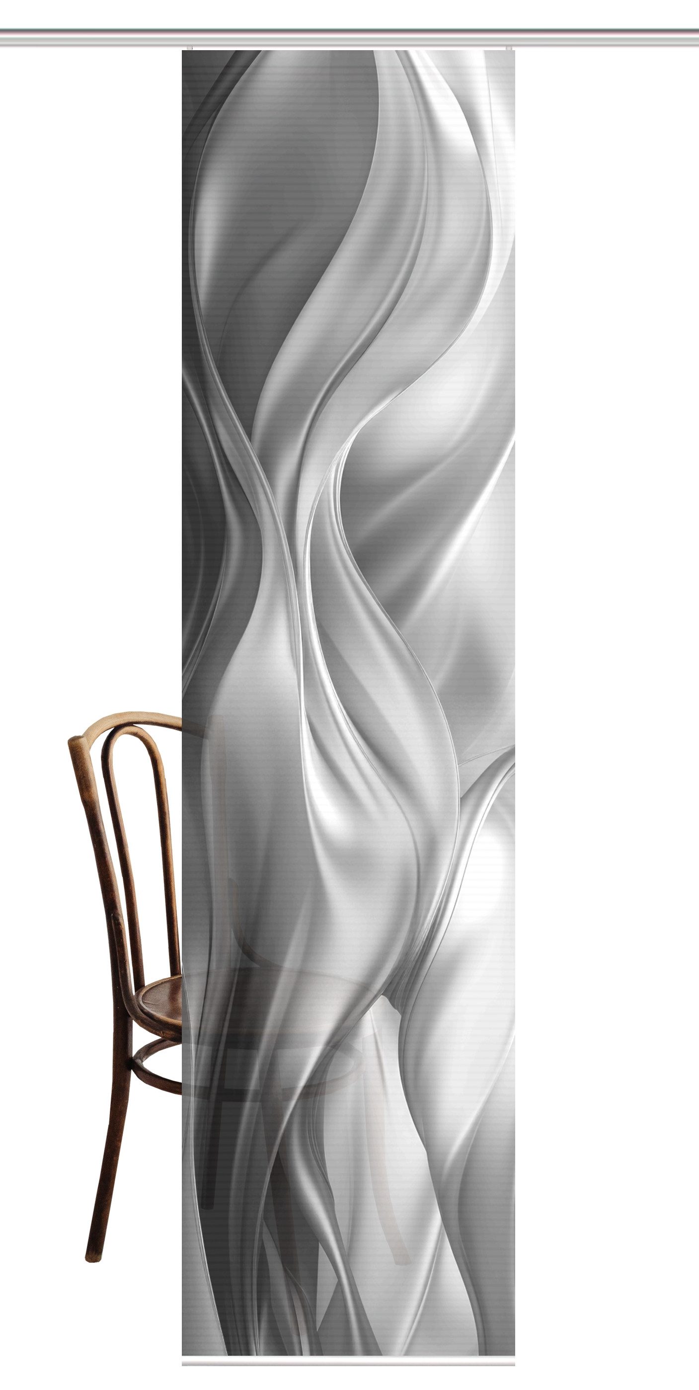 HOME WOHNIDEEN Schiebegardine HIG ALCINA Schiebegardine recyceltes Polyester, 245x60 cm, Wellenmotiv (1 St), Paneelwagen, halbtransparent, 100% Polyester