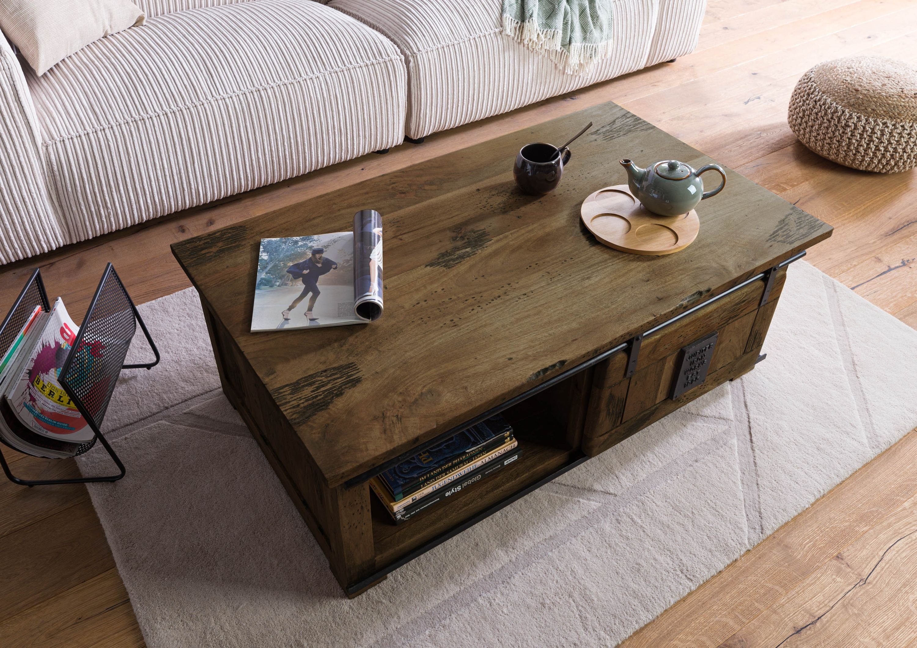 Massivmoebel24 Couchtisch Couchtisch Mango 120x70x45 braun günstig online kaufen