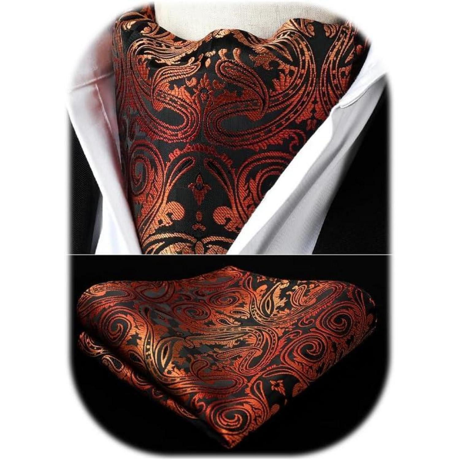 LuxusKollektion Krawatte Krawattenschal Herren Ascot Gold Paisley Einheitsgröße