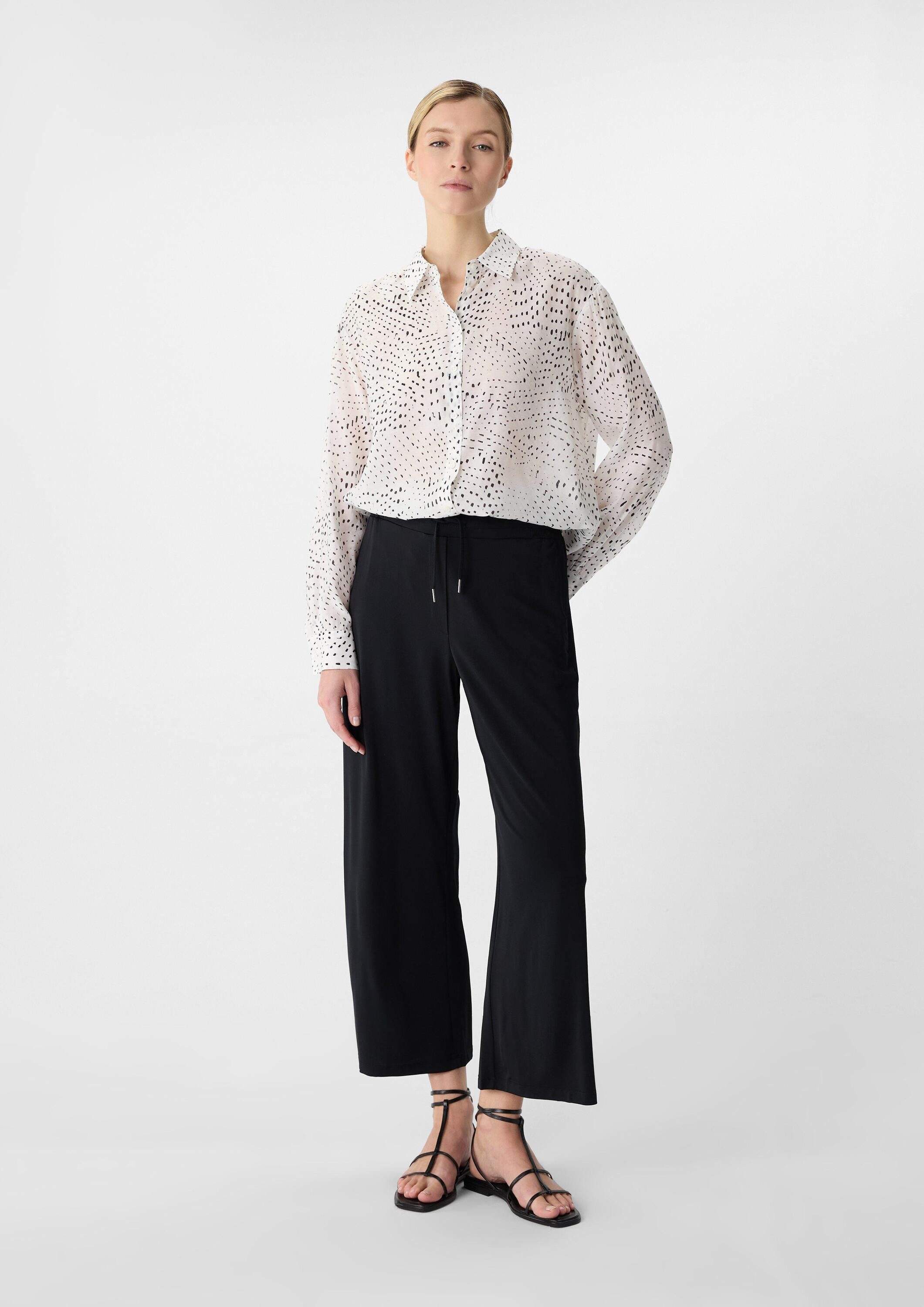 comma Langarmbluse Bluse Ramie-Bluse mit All-over-Print