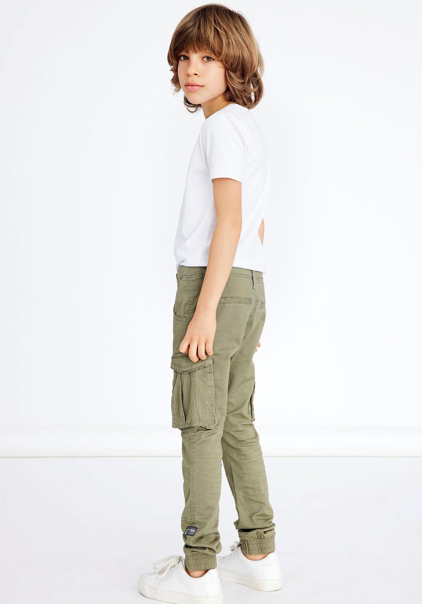 Name It Cargohose NKMRYAN – für Jungen mit verstellbarem Bund und Stretchkomfort unifarben, casual, regular fit, Twill