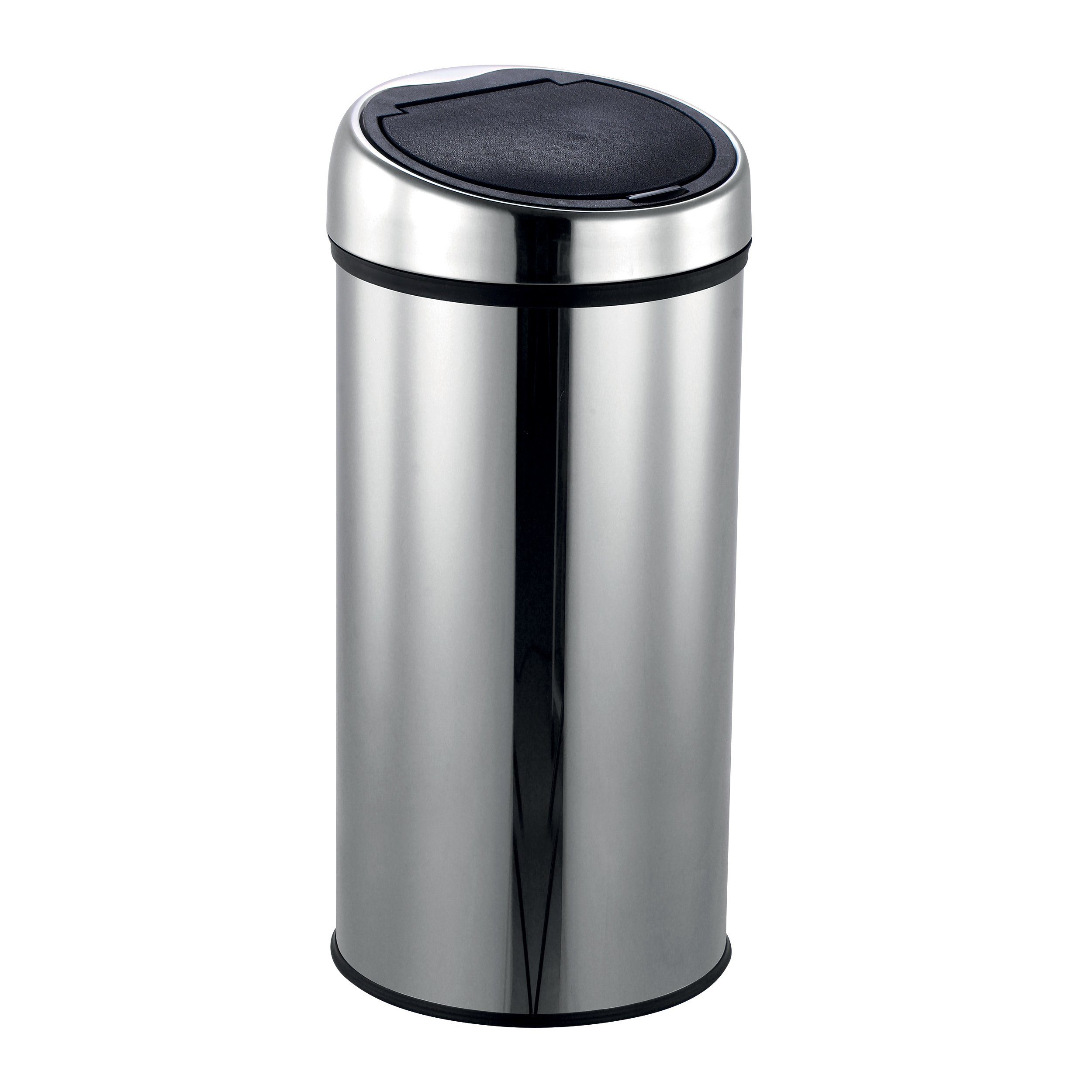 MSV Мусорные урны Design Abfalleimer mit Touch-Automatik, bequemes und geräuschloses Öffnen, geruchsdicht, Edelstahl, 30 L, silber