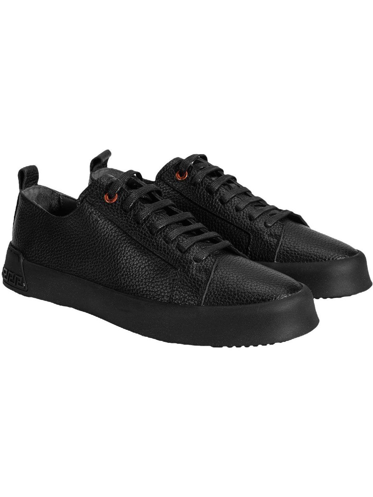 Desa Desa Herren-Sneaker aus Leder – Runde Zehenpartie, flache Ferse, Schnü Sneaker