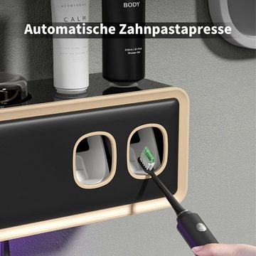 Novzep Zahnputzbecherhalter Zahnbürstensterilisator mit automatischem Zahnpastaspender,ohne Bohren