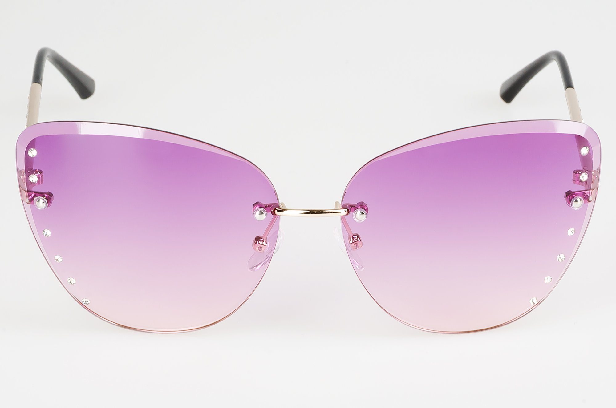 UrbanSky Sonnenbrille Sofia (2er-Pack, Sonnenbrillen-Set mit Einstecketuis) 2er-Pack - Verlaufstönung - randlos - Dekorsteine