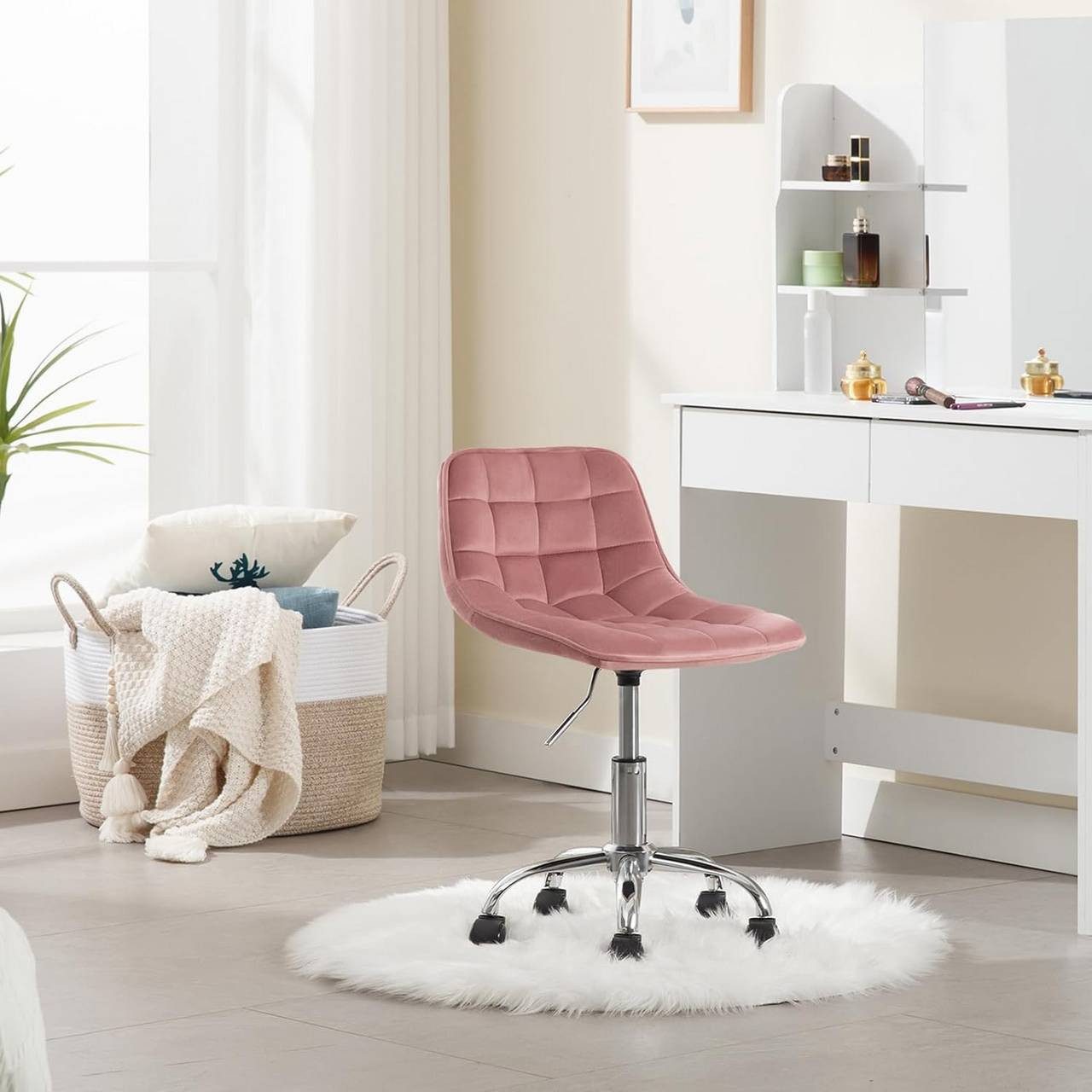 Woltu Drehhocker (1 St), Schminkstuhl Samt, Bürohocker höhenverstellbar günstig online kaufen