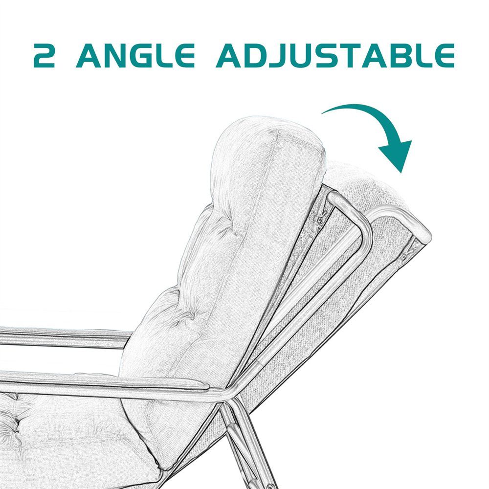 * Fangqi 69.5 96 Rahmenmaterial Stahl) Sessel ( Grau 81.5cm * Liege,TV-Sessel,Loungesessel,Gartenstuhl, aus