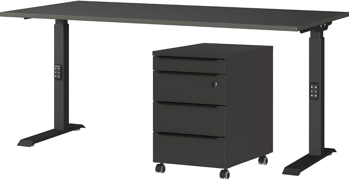 GERMANIA Büromöbel-Set Mailand, (2-tlg), inkl. Schreibtisch und Rollcontainer