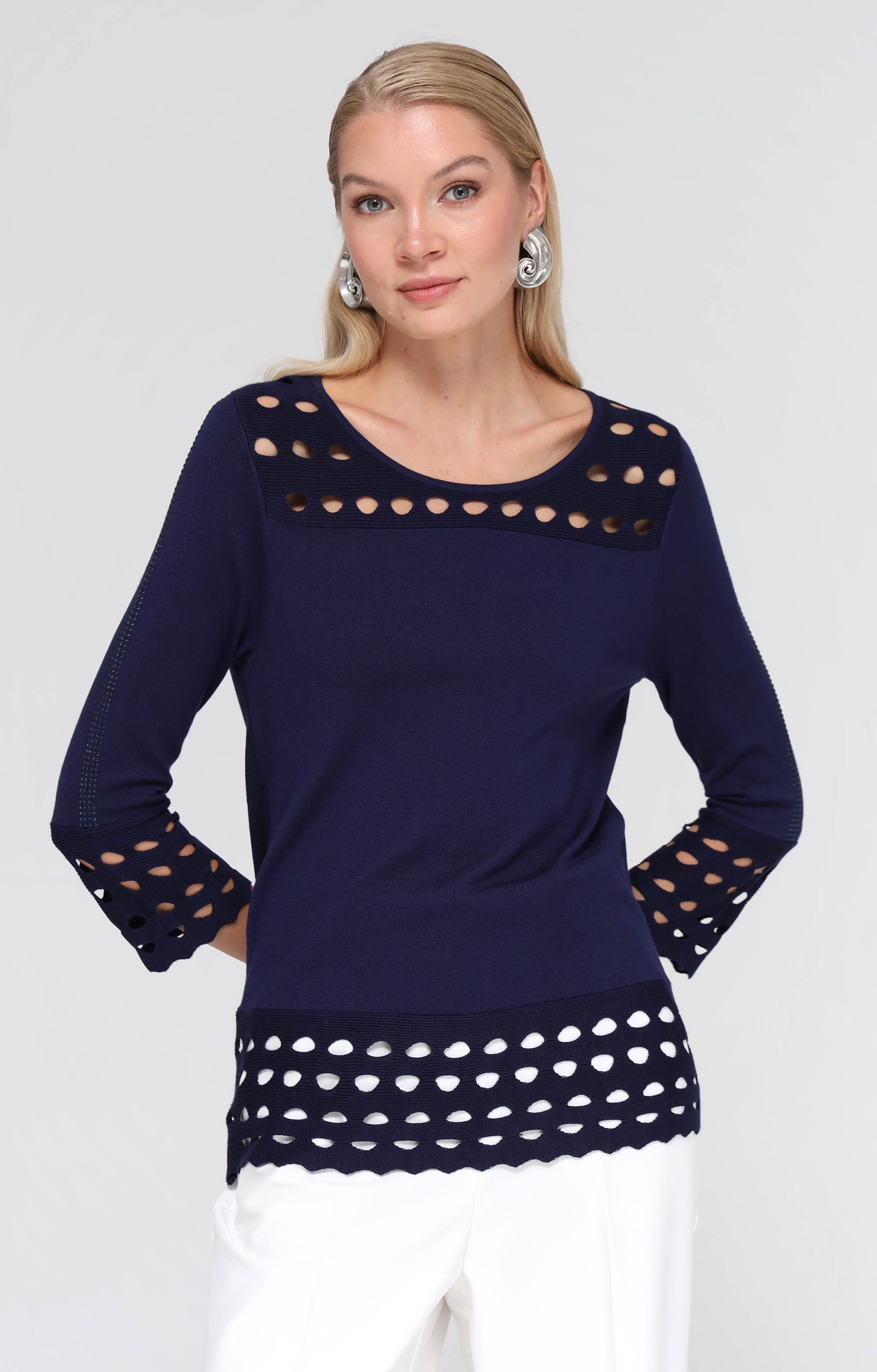 Passioni Strickpullover mit perforierten Akzenten und günstig online kaufen