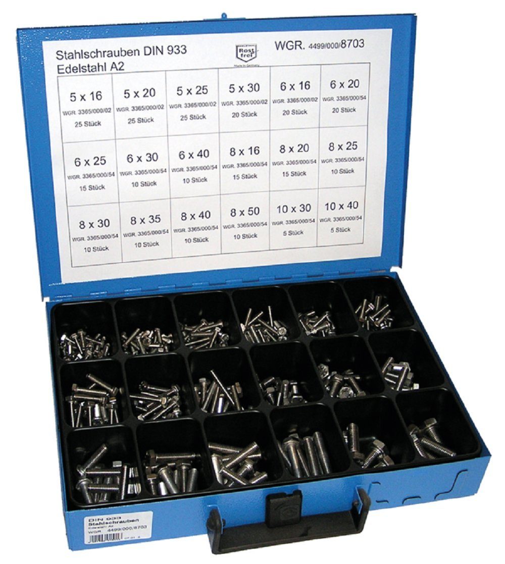 Werkstatt-Set Dresselhaus Sortimente Stahlschrauben DIN 933 A2, DH-8703