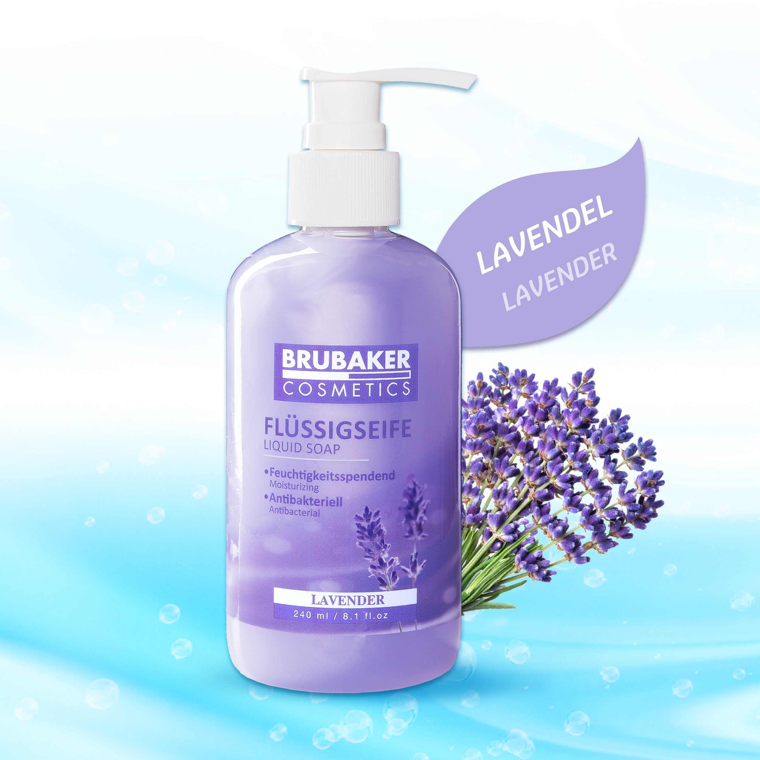 Flüssigseife Lavendel BRUBAKER Duft, Spender Handseife praktischen Seife flüssig feuchtigkeitsspendend, im 1-tlg., mit