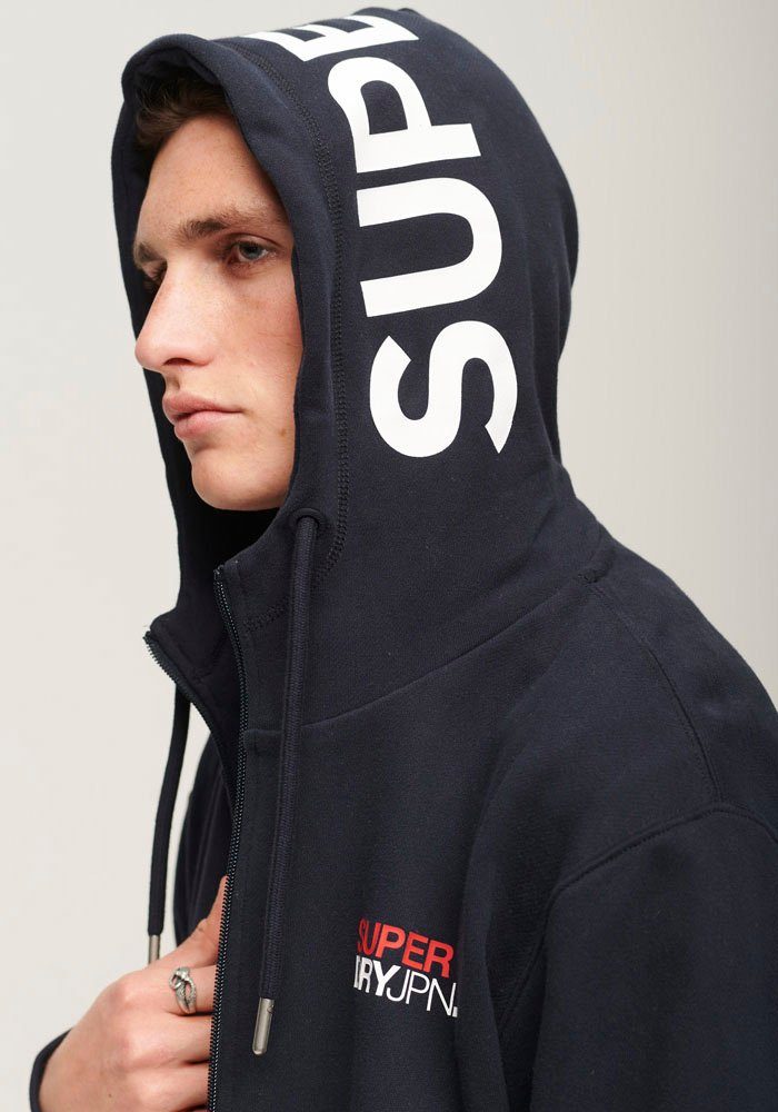 Eclipse LOGO Superdry SPORTSWEAR Navy ZIP LOOSE HOOD Kapuzensweatjacke