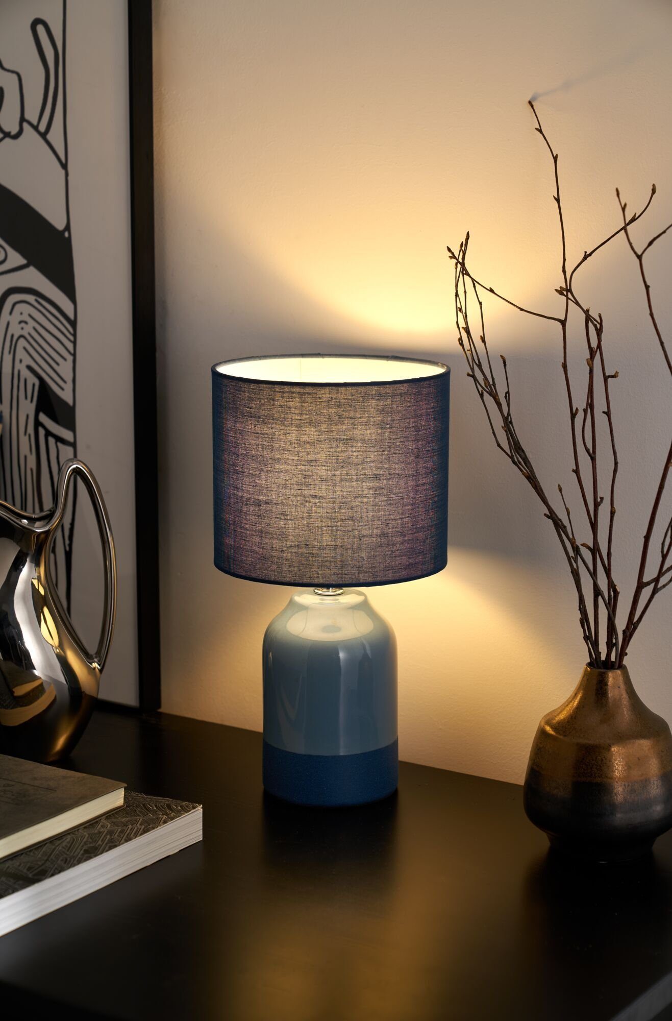 Pauleen Tischleuchte Sandy Glow max. 20W 230V Stoffschirm Keramik, ohne Leu günstig online kaufen