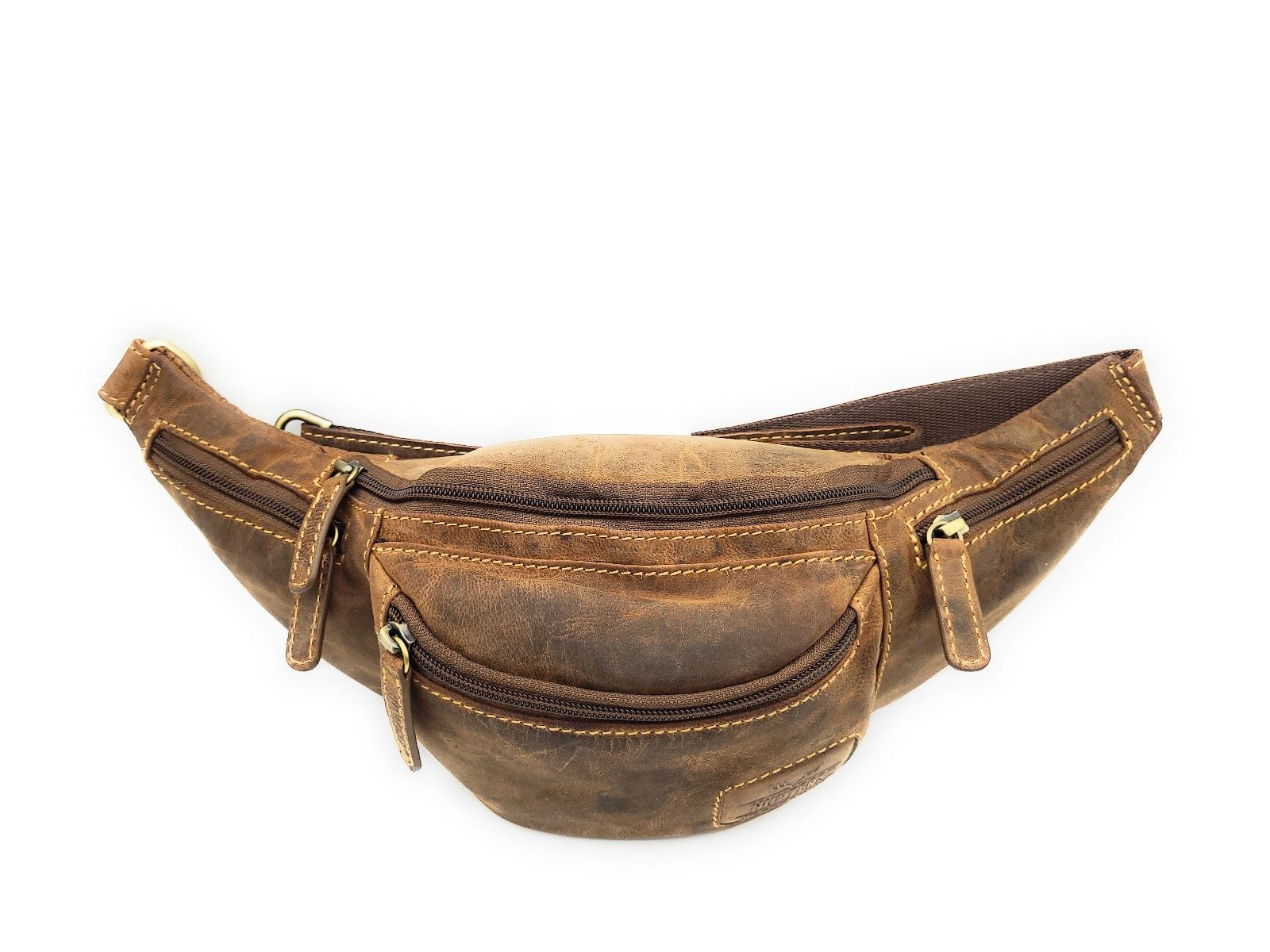 Bauchtasche Gürteltasche aus Hunterleder – robust mit 5 Reißverschlussfächern