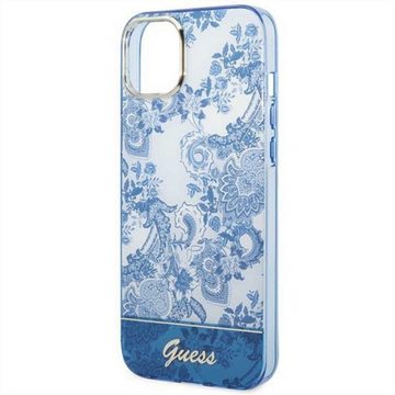 Guess Handyhülle GUESS Schutzhülle für Apple iPhone 14 Cover Etui Hard Case Niebieski Blau
