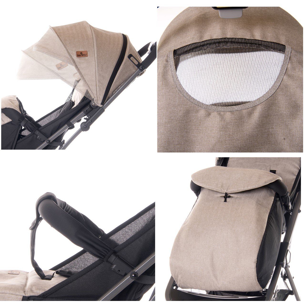 Lorelli Kinder-Buggy Kinderwagen, Buggy Fiona, Moskitonetz Einkaufskorb Fußsack, schwarz Sonnenschutz