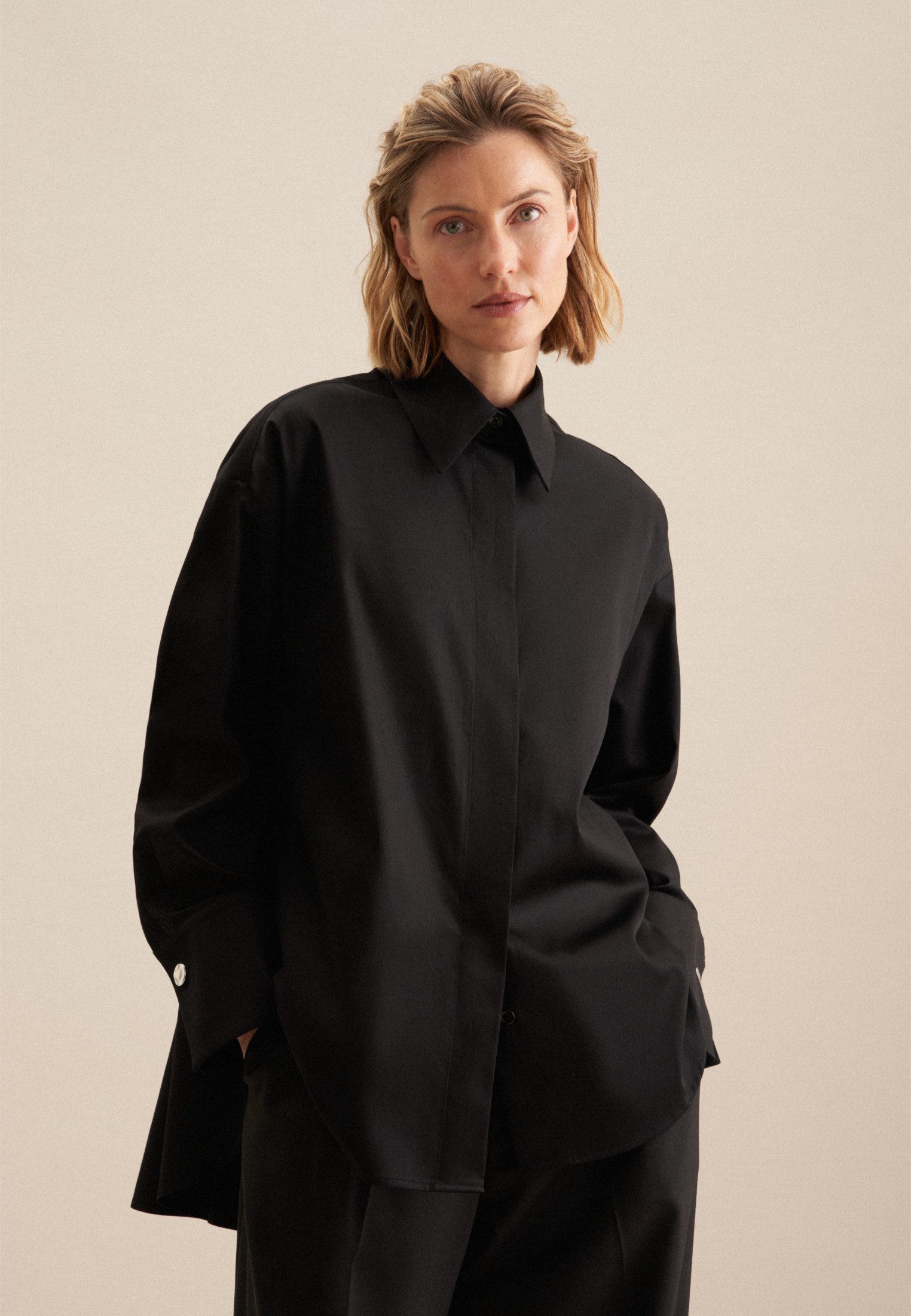 seidensticker Longbluse Schwarze Rose Langarm Kragen günstig online kaufen