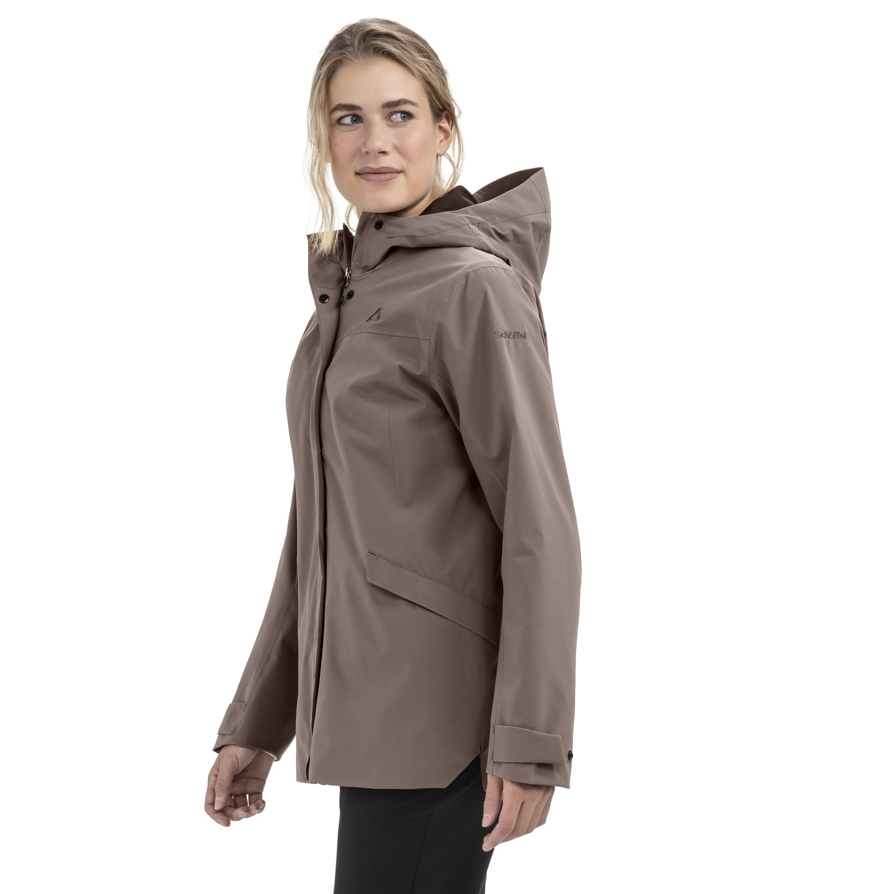 Schöffel Regenjacke CIRC Jacket Style Smue WMN wasserdicht, winddicht, atmungsaktiv, mit Kapuze mit Kordelzug