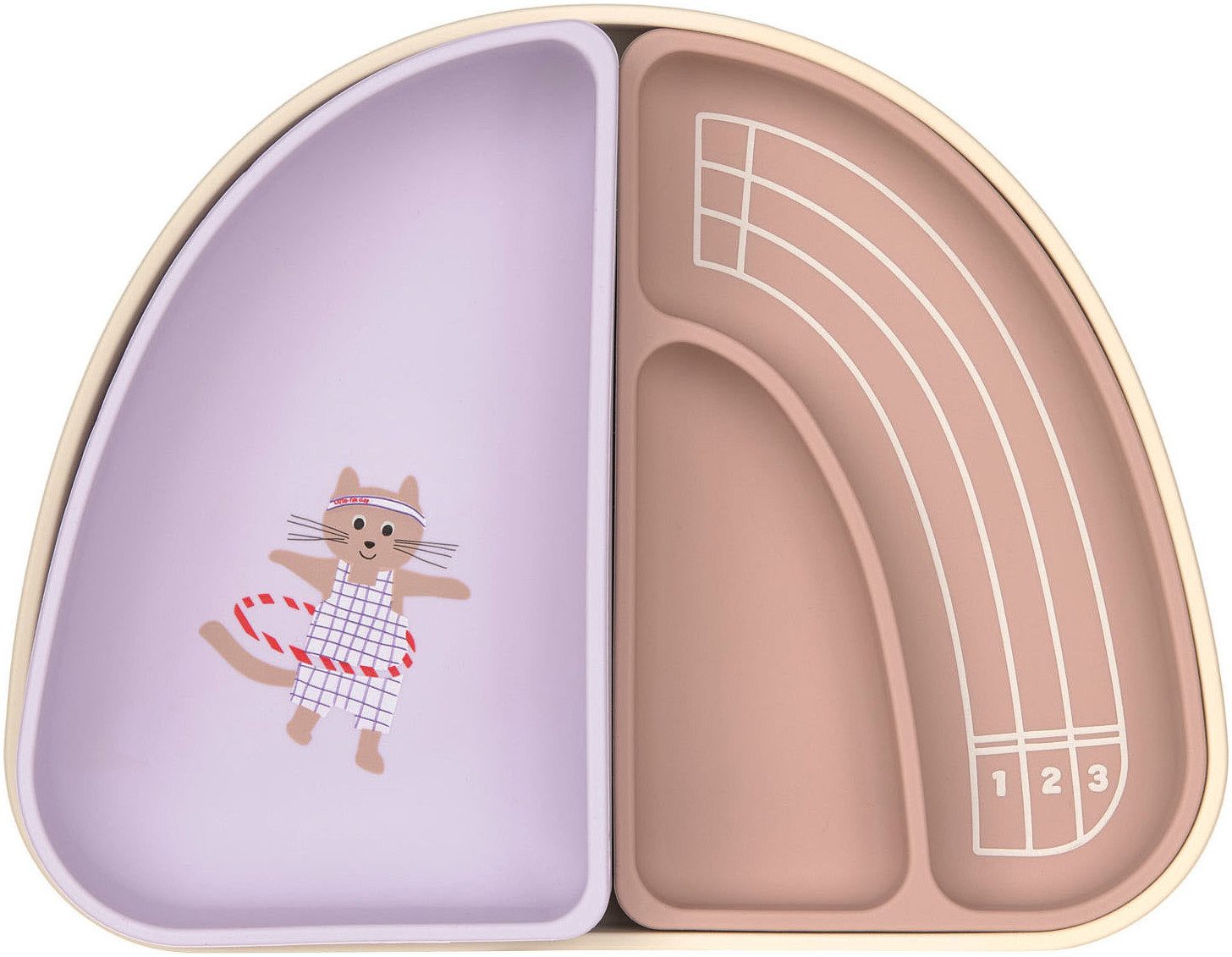 LÄSSIG Kindergeschirr-Set Tiny Team Cat, Silikon (3-tlg), Silikon