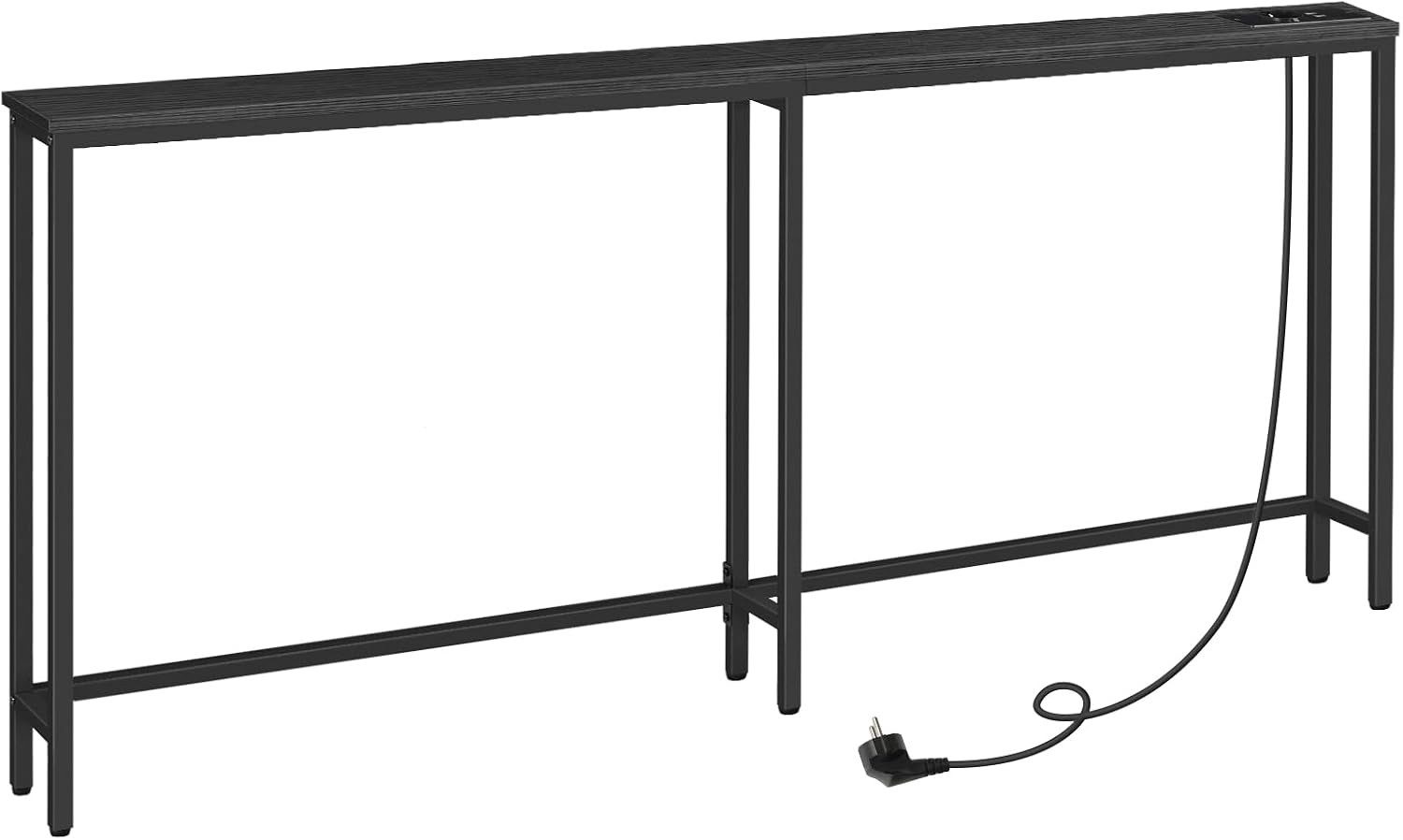 Hoobro Konsolentisch Sofatisch180 cm schmal mit Steckdose & 2 USB-Anschlüssen