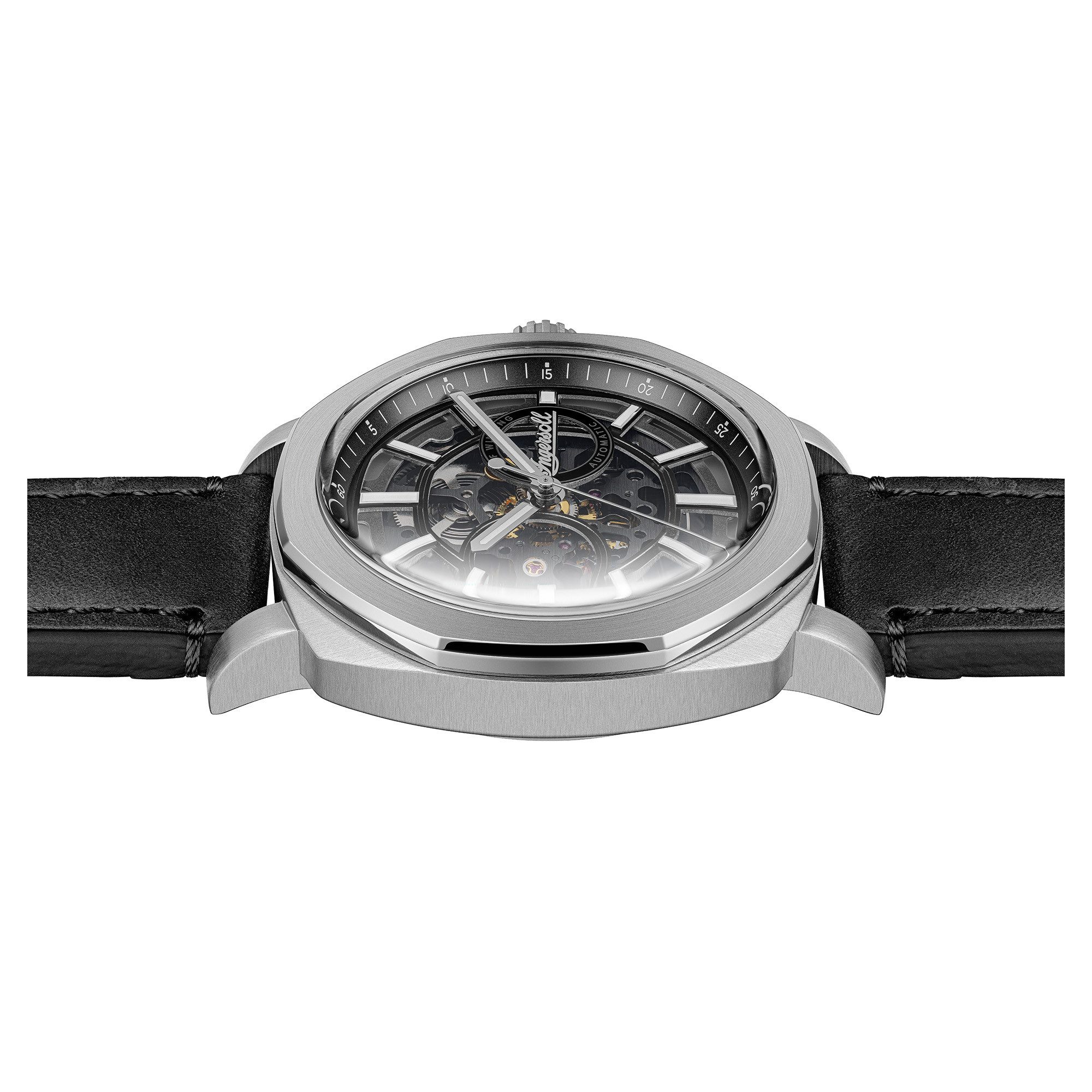 Ingersoll Automatikuhr The Outrider I16401, Armbanduhr, Herrenuhr, Mechanische Uhr, Lederarmband, analog