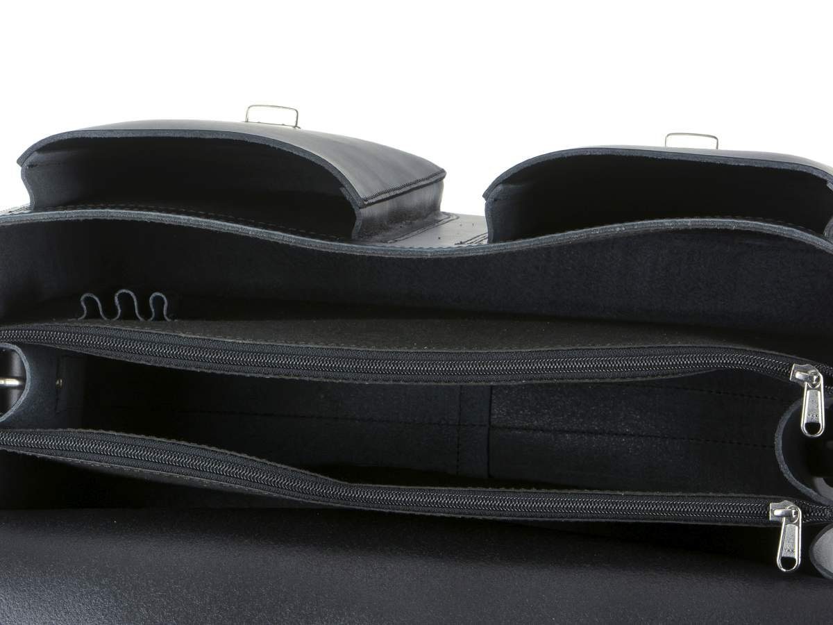 cm 3 Classic Leder Schultasche, Ruitertassen mit in Aktentasche 42 Lehrertasche schwarz Fächern, Adult,