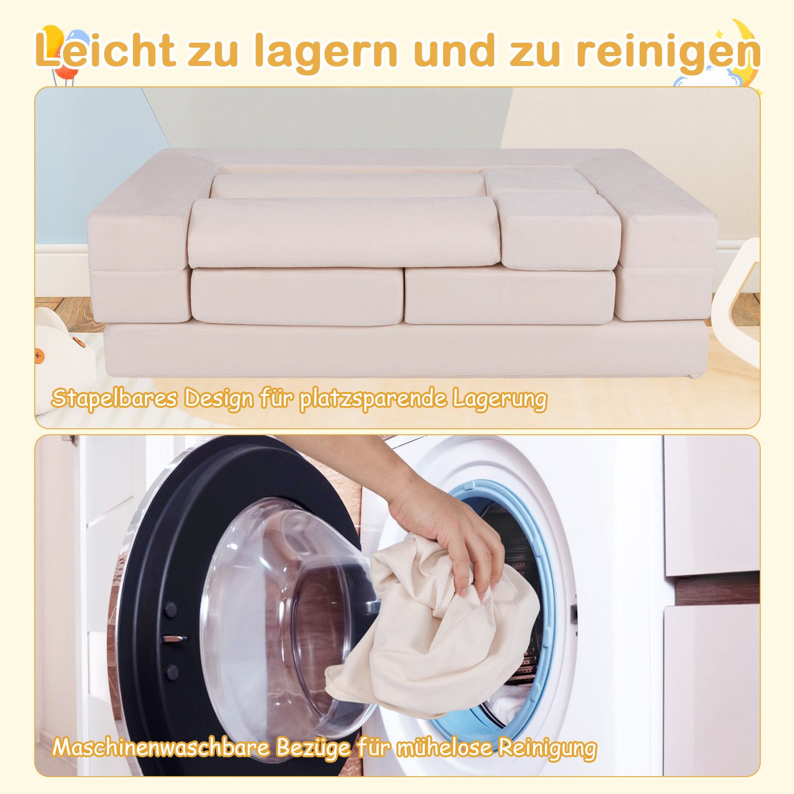 COSTWAY Kindersofa, 9 Teile, Modulares Spielsofa aus Schaumstoff für Kinder günstig online kaufen